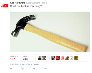 Illustration for article titled Social Media Meltdown: The Ace Hardware Twitter Account Spent All Of Yesterday Asking What Hammers Are